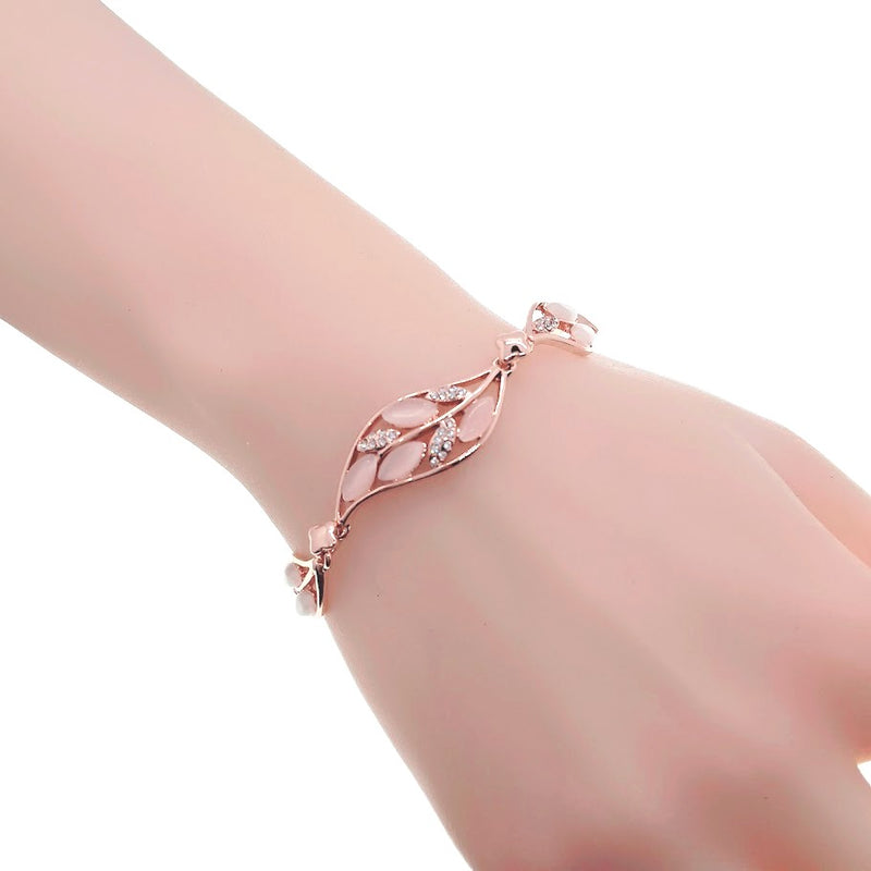Leaf Simulated Moonstone Bracelet - CHOMEL