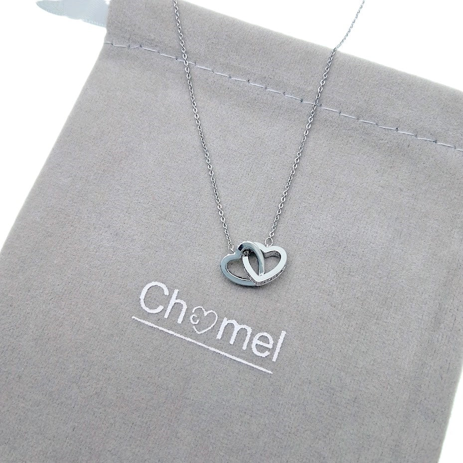 Heart Interlocking Cubic Zirconia Necklace - CHOMEL