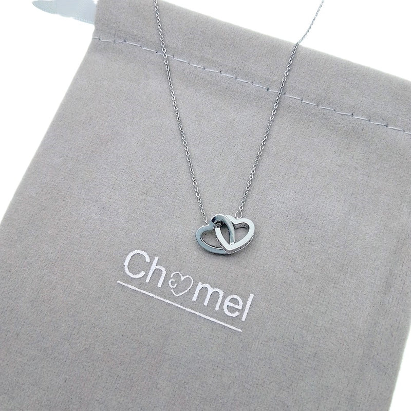 Heart Interlocking Cubic Zirconia Necklace - CHOMEL