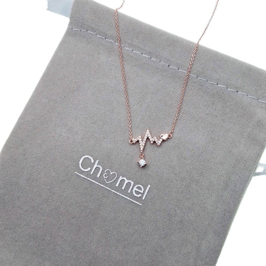 Heartbeat Cubic Zirconia Necklace - CHOMEL