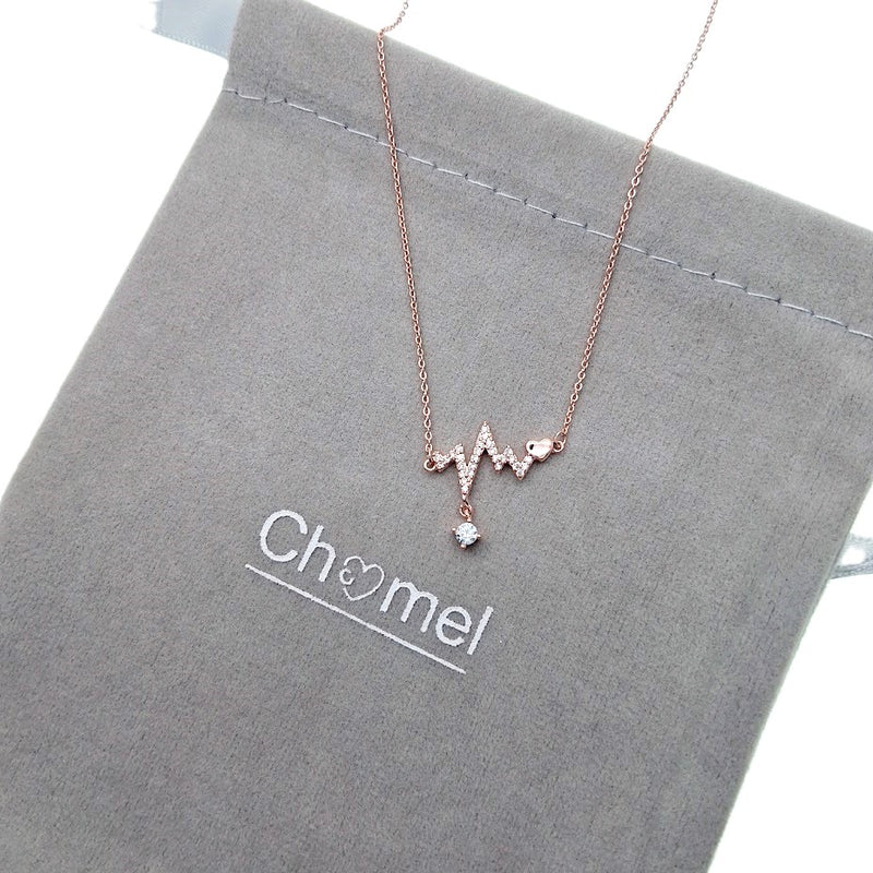 Heartbeat Cubic Zirconia Necklace - CHOMEL