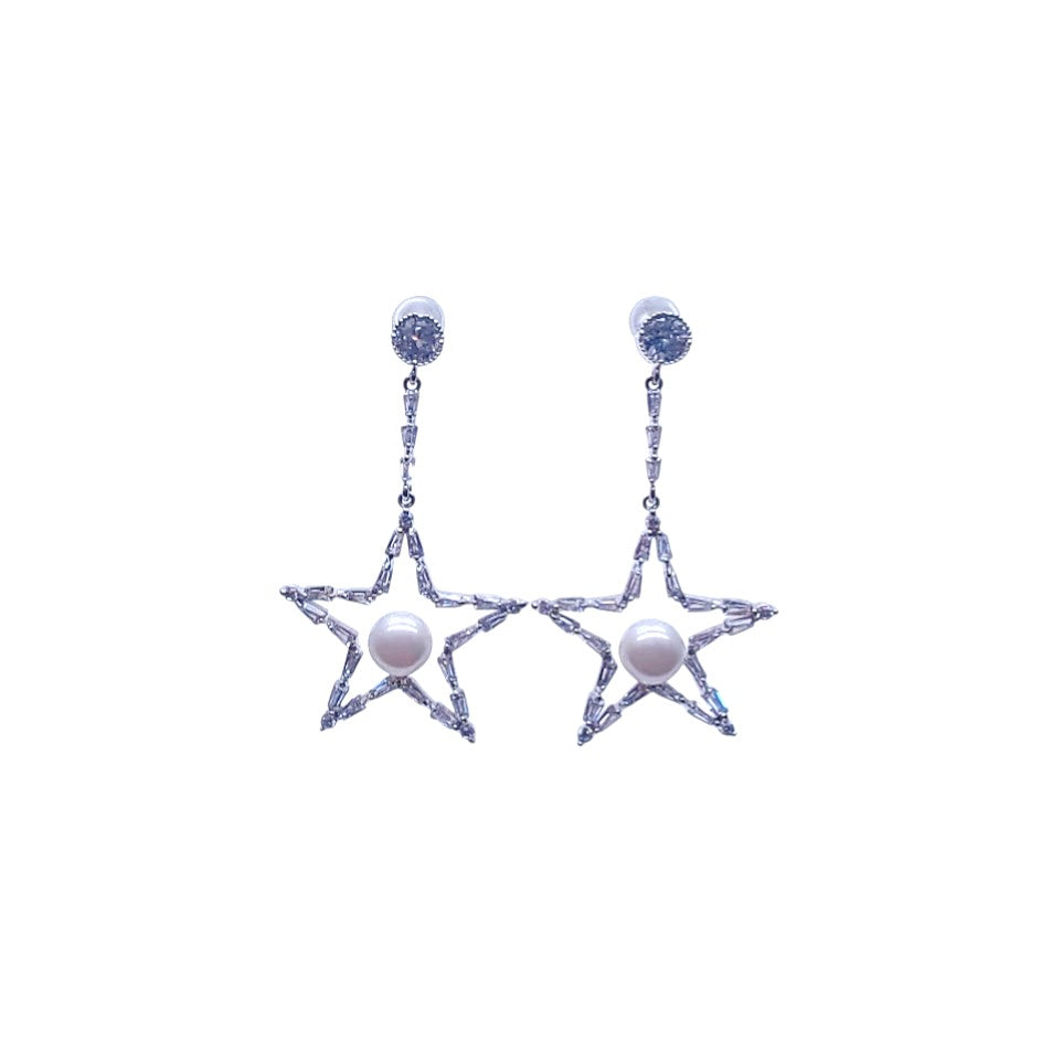 Star Simulated Pearl Earrings - CHOMEL