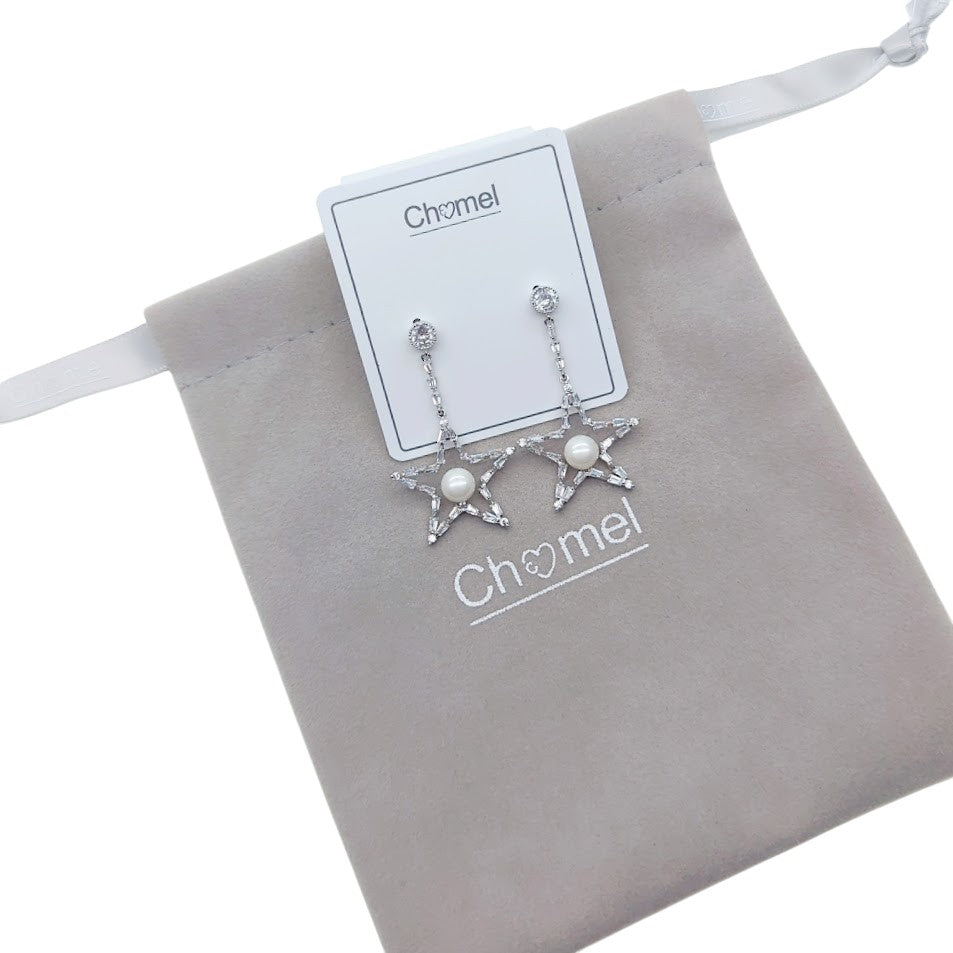 Star Simulated Pearl Earrings - CHOMEL