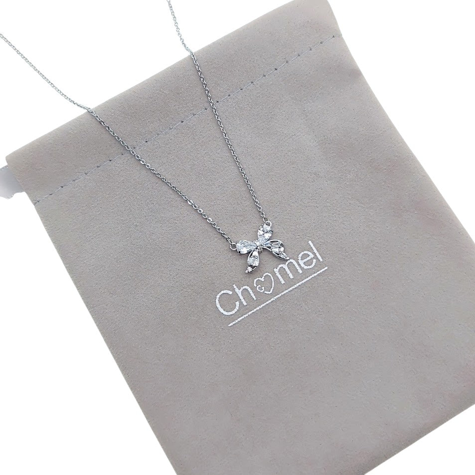 Ribbon Cubic Zirconia Necklace - CHOMEL