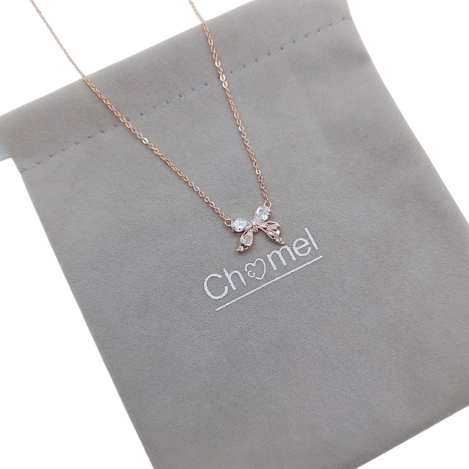 Ribbon Cubic Zirconia Necklace - CHOMEL