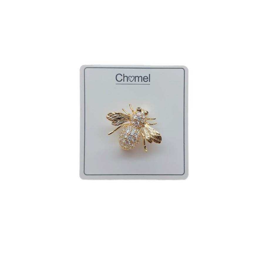 gold bee cubic zirconia brooch with pin clasp