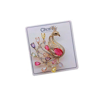 Gold plated peacock brooch with colorful cubic zirconia stones