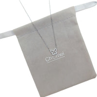 Butterfly cubic zirconia pendant necklace with rhodium plated finish on chain