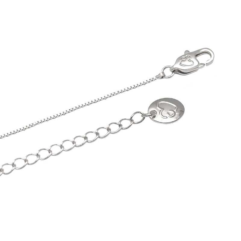 Moon and Star Cubic Zirconia Necklace with rhodium plating and adjustable chain