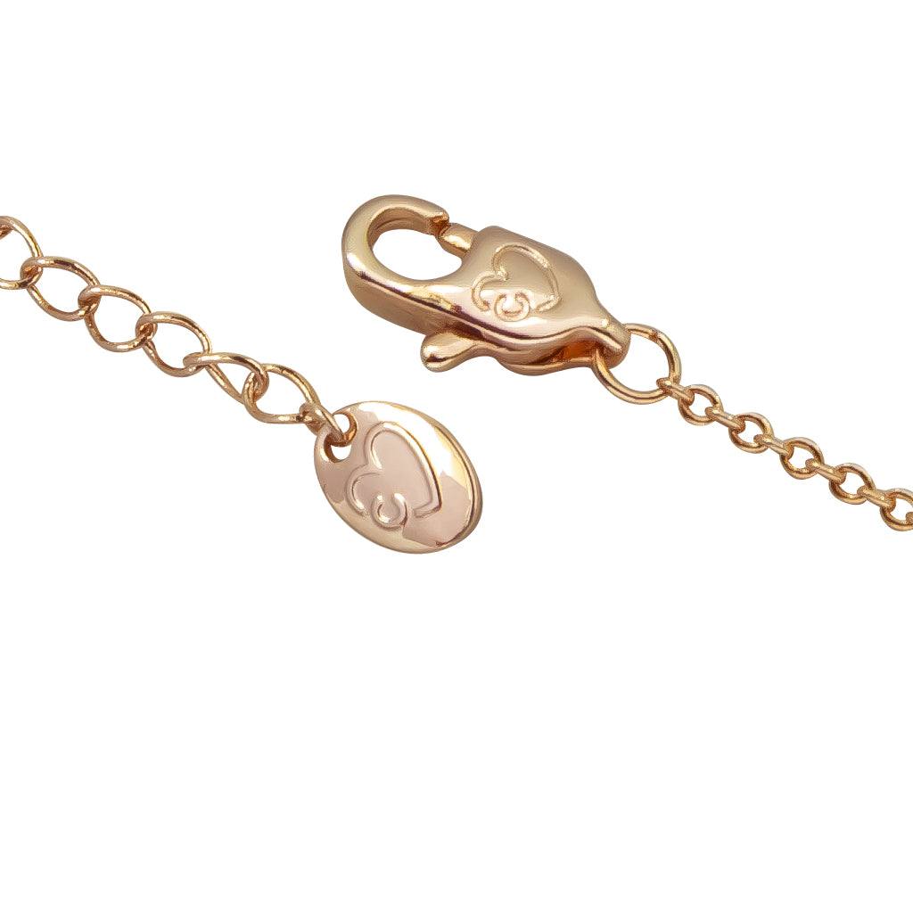 Rosegold plated heart cubic zirconia bracelet with evil eye charms and adjustable chain
