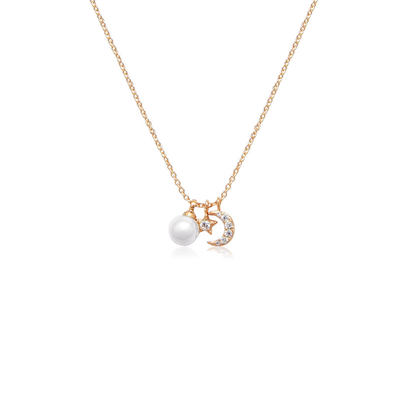 Moon & Star Pearl Necklace - CHOMEL