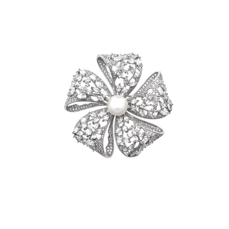 Petal Bow Freshwater Pearl Brooch - CHOMEL