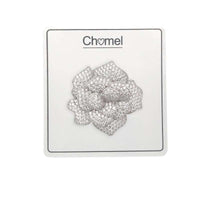 Elegant Flower Cubic Zirconia Brooch 3.8cm Rhodium Plated Pin