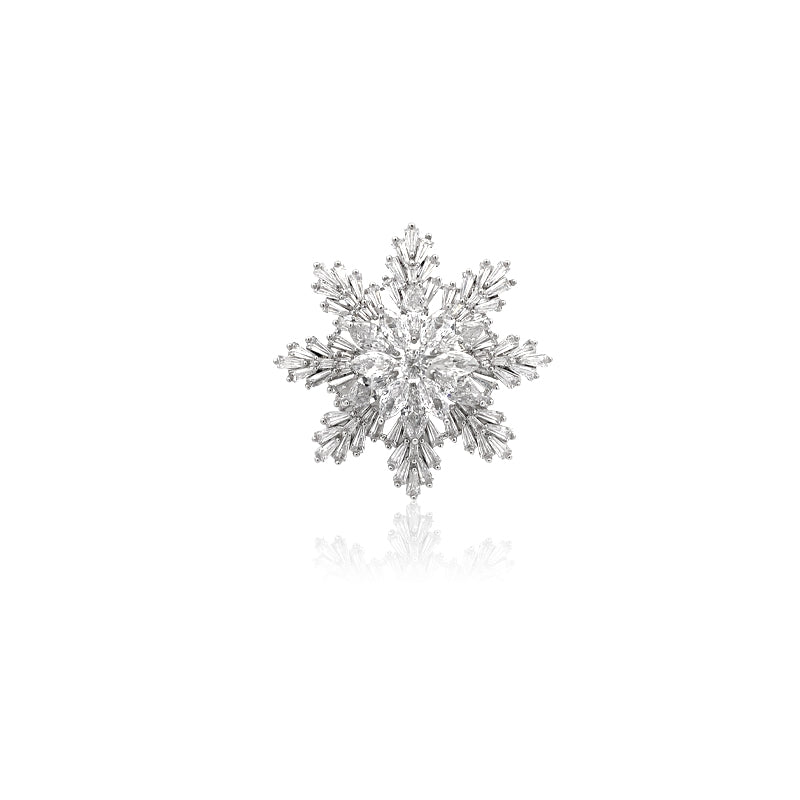 Snowflake Cubic Zirconia Brooch - CHOMEL
