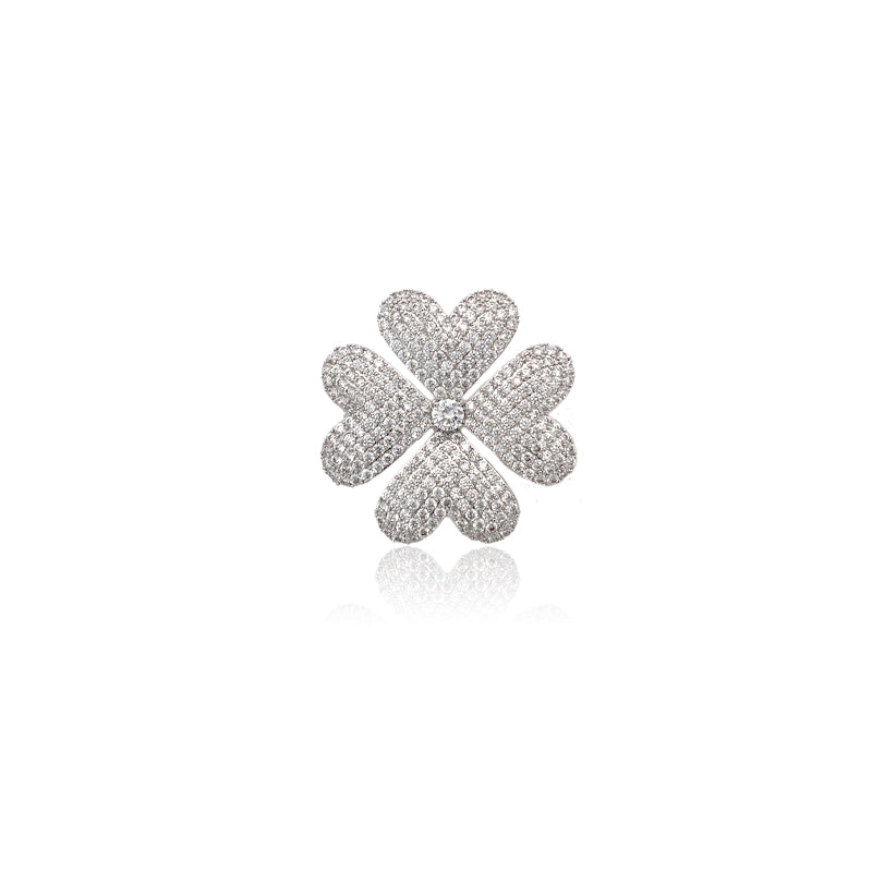 Clover Cubic Zirconia Brooch - CHOMEL