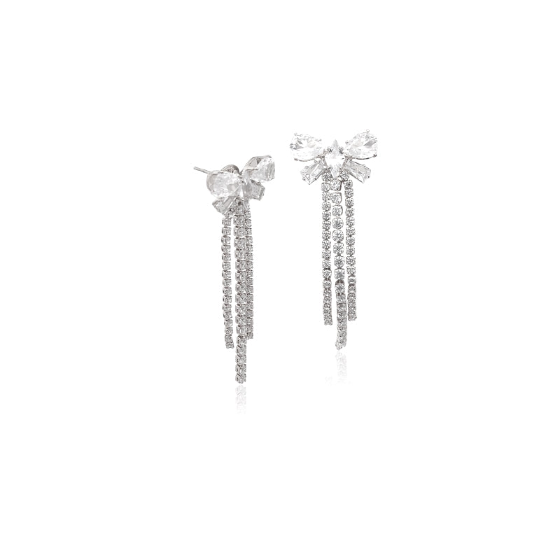 Ribbon Cubic Zirconia Earrings - CHOMEL