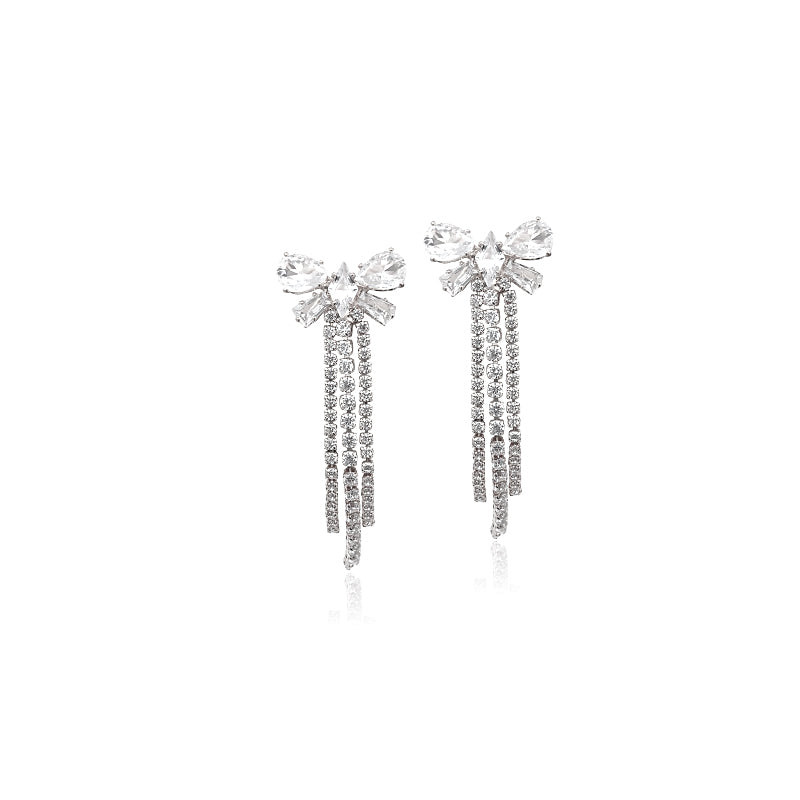 Ribbon Cubic Zirconia Earrings - CHOMEL