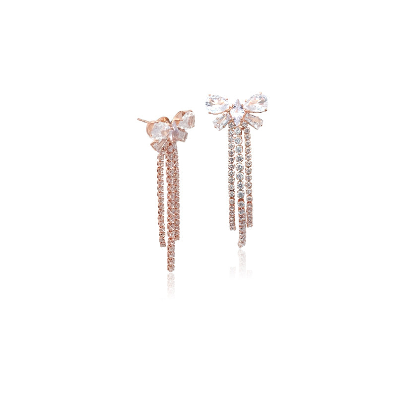 Ribbon Cubic Zirconia Earrings - CHOMEL