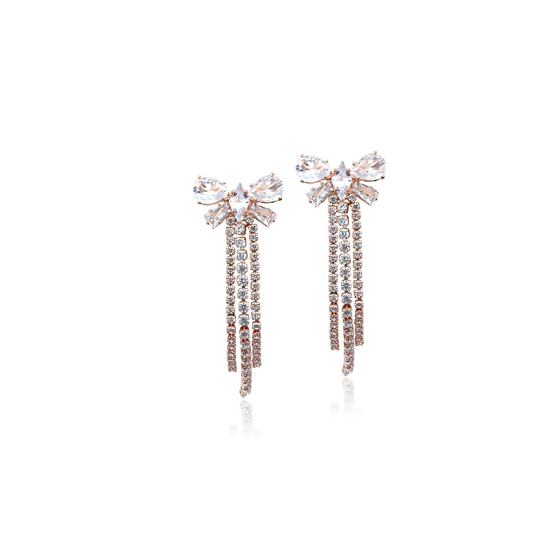 Ribbon Cubic Zirconia Earrings - CHOMEL