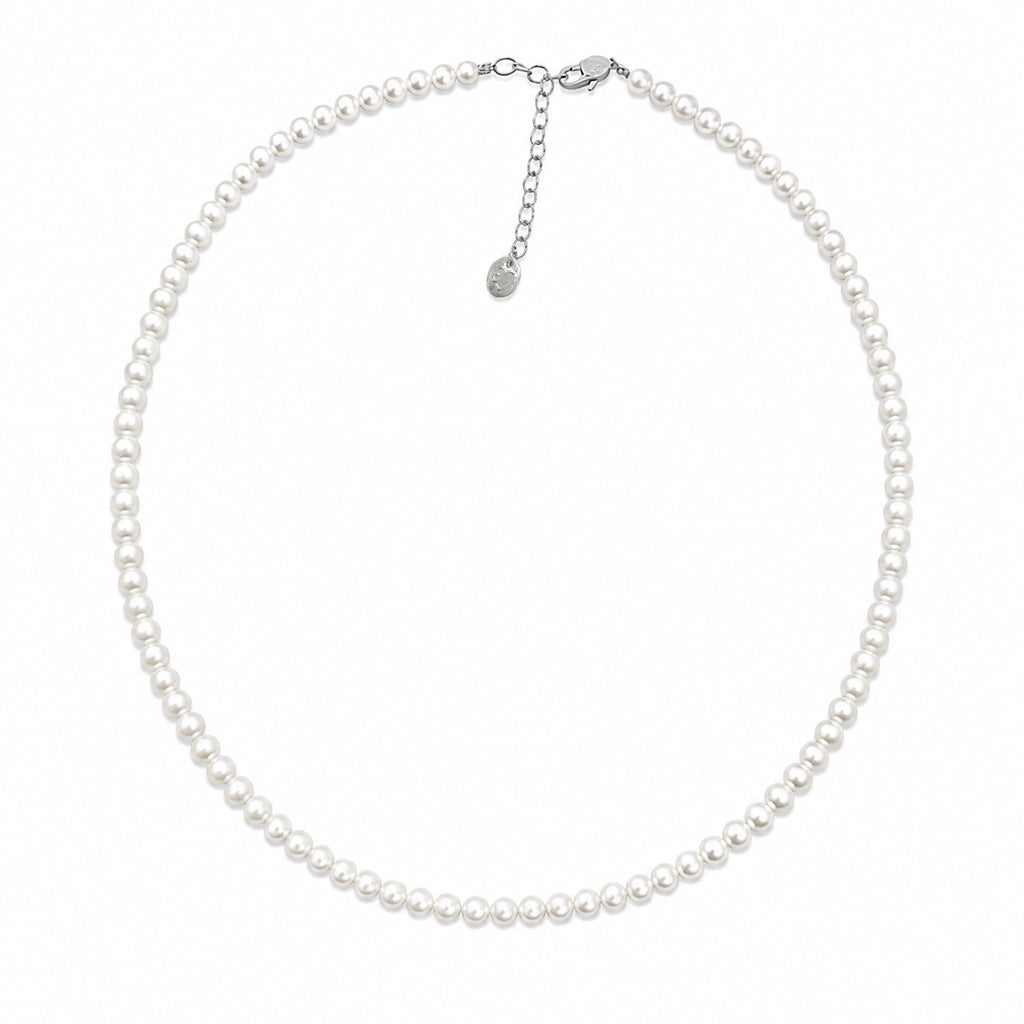 Freshwater pearl choker necklace with lustrous roundish pearls on wire