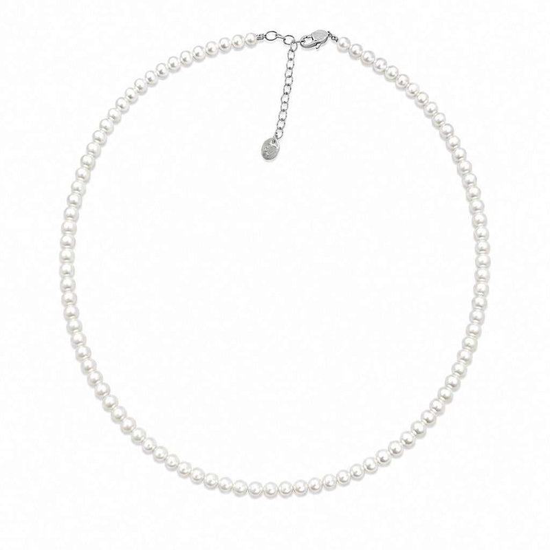 Freshwater pearl choker necklace with lustrous roundish pearls on wire