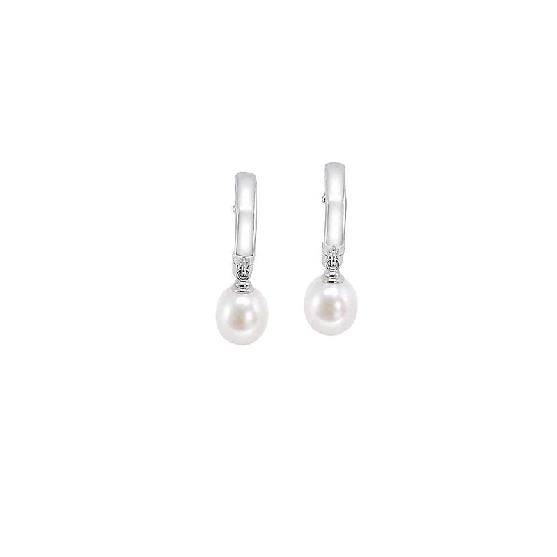 Freshwater pearl teardrop earrings with hexagon hoops
