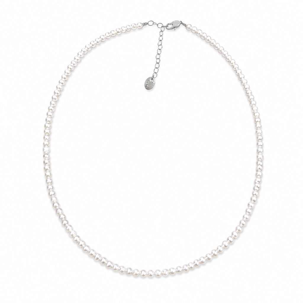 Freshwater pearl wire choker necklace with rhodium clasp