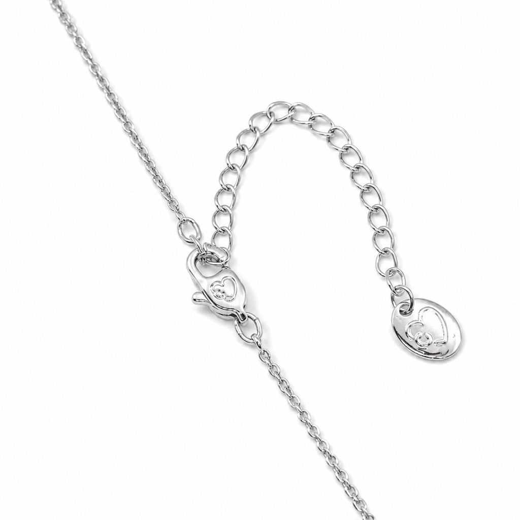 Gourd-Hulu cubic zirconia bracelet in silver-tone metal, featuring fine chain links, an adjustable extension and spring clasp.