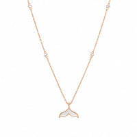mermaid tail cubic zirconia necklace with mother of pearl pendant rosegold finish
