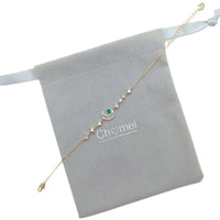 Gold-plated moon and star cubic zirconia bracelet with adjustable chain length