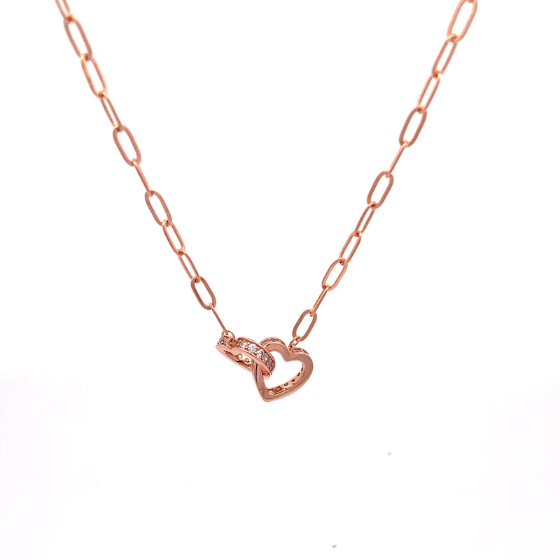 Heart Interlocking Cubic Zirconia Necklace