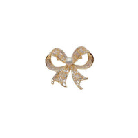 Ribbon freshwater pearl brooch with cubic zirconia and gold plating