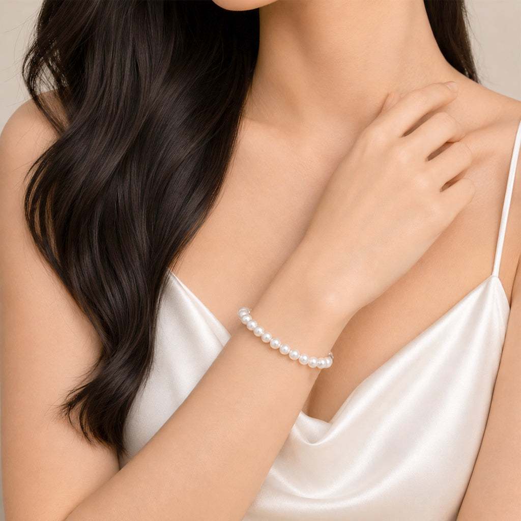 6mm simulated pearl elastic bracelet elegant stretchy fit