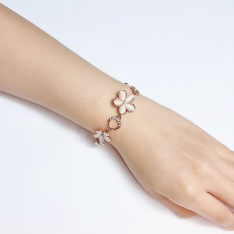 Flower Simulated Moonstone Bracelet.