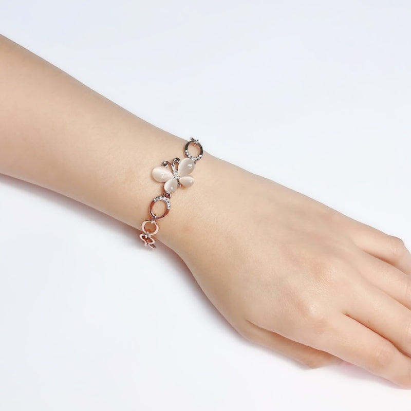 Butterfly Simulated Moonstone Bracelet.