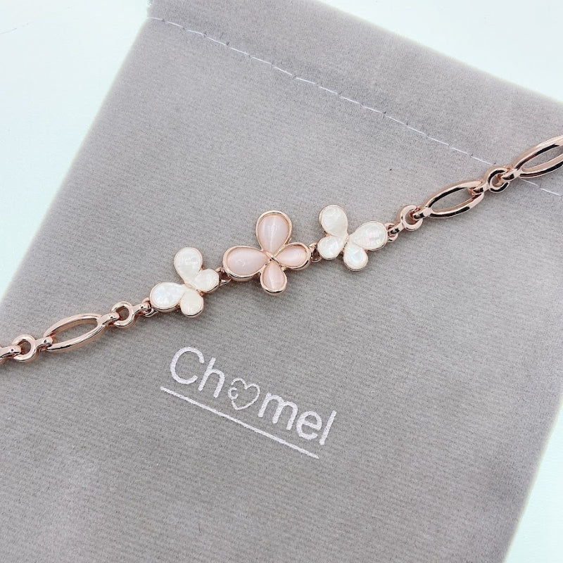 Butterfly Simulated Moonstone Bracelet.