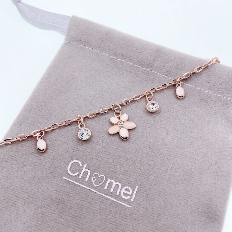 Flower Simulated Moonstone Bracelet.