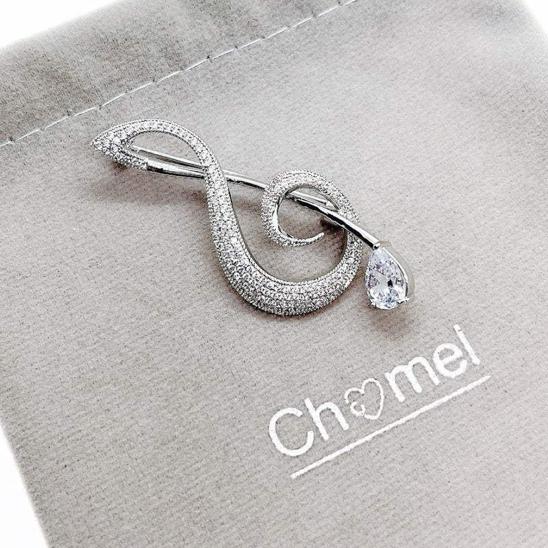 Music Note Cubic Zirconia Brooch.