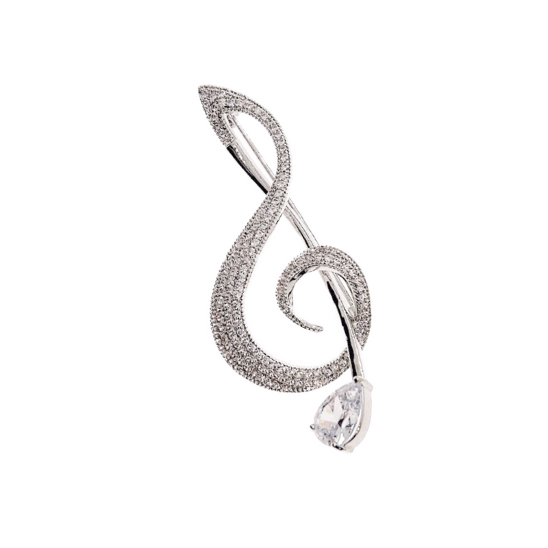 Music Note Cubic Zirconia Brooch.