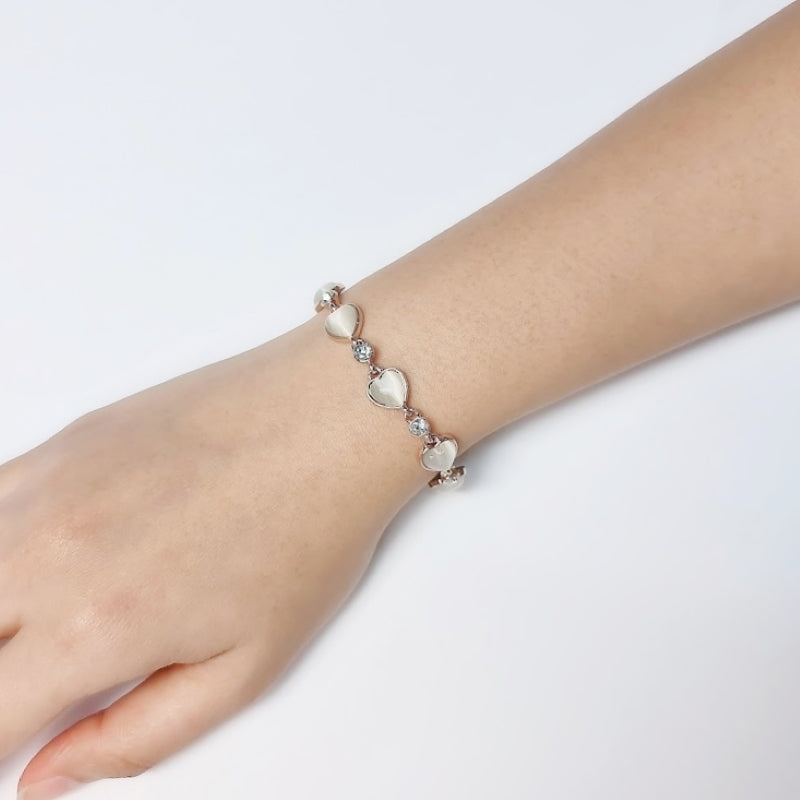 Heart Simulated Moonstone Bracelet.