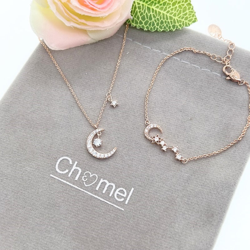 Moon & Star Necklace & Bracelet Set - CHOMEL