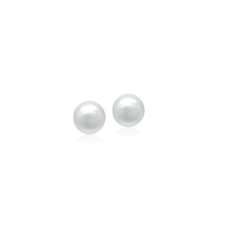 Simulated Pearl 10mm Button Earrings.