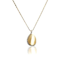 Simulated Moonstone Necklace with a cream teardrop pendant, crystal trim, and a fine rose gold-tone chain.