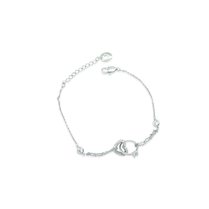 Heart & Ring Cubic Zirconia Bracelet.