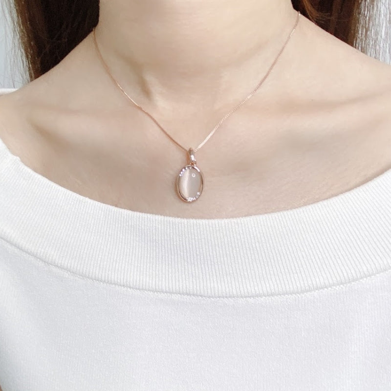 Oval Simulated Moonstone Necklace.