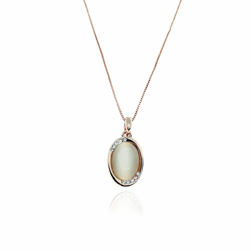 Oval Simulated Moonstone Necklace.