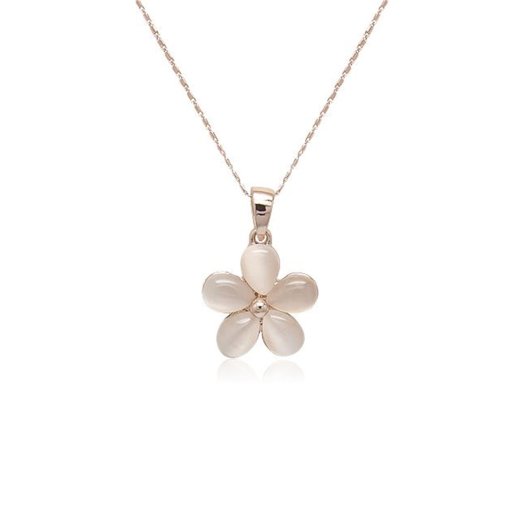 Flower Simulated Moonstone Necklace.