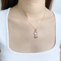 Cat Simulated Moonstone Necklace.