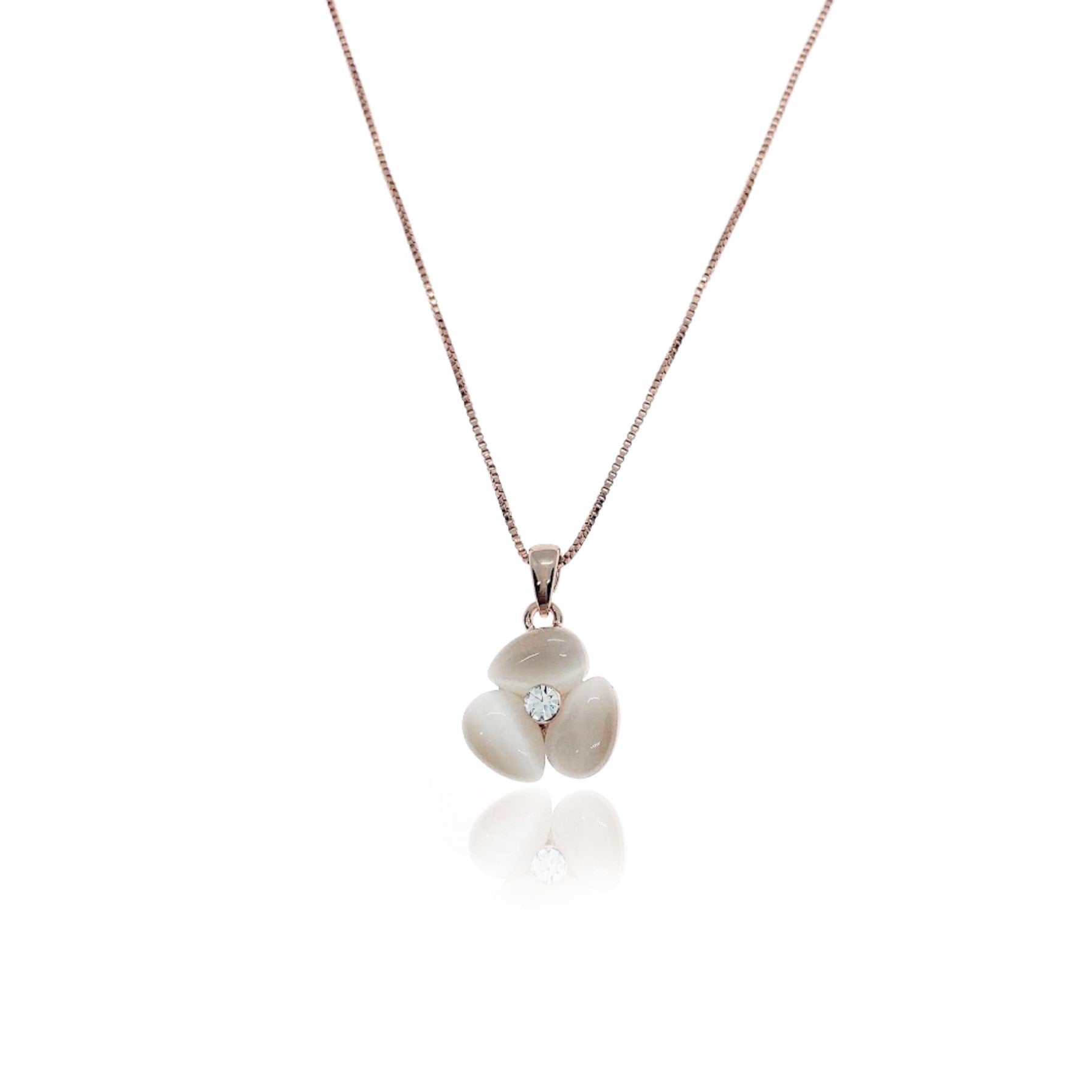 Flower Simulated Moonstone Necklace.
