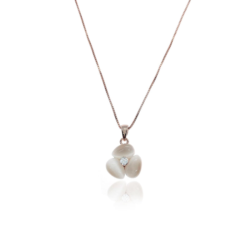 Flower Simulated Moonstone Necklace.